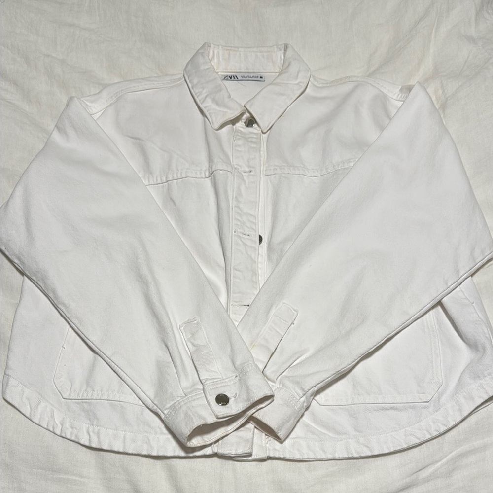 Zara White Denim Jacket